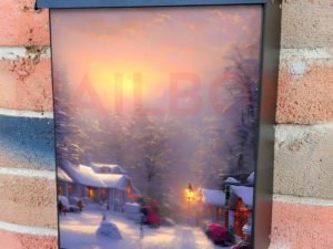 Cozy Winter Village Colonial Mailbox Cover