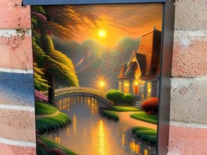 Riverside Cottage in the Sunset Colonial Mailbox Cover