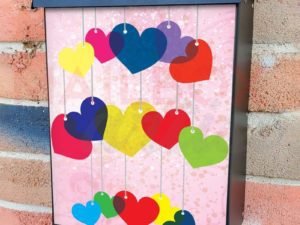 Colorful Valentine's Hearts Colonial Mailbox Cover