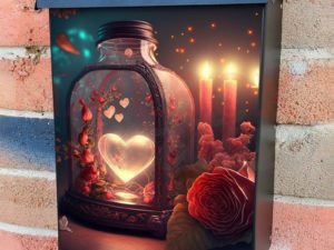 Valentine's Day Heart in a Lantern #2 Colonial Mailbox Cover