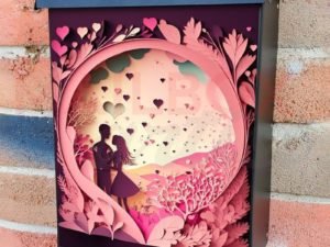 Valentine's Day Couple 3D Effect #1 Colonial Mailbox Cover