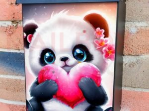 Valentine's Day Panda with Heart Colonial Mailbox Cover