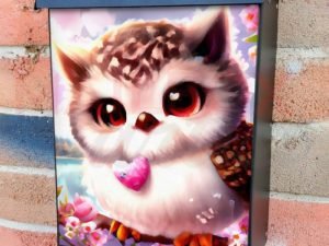 Valentine's Day Owl with Heart Colonial Mailbox Cover