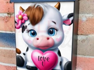 Cute Baby Calf with a Heart Colonial Mailbox Cover