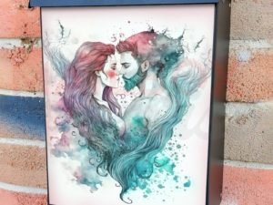 Beautiful Mermaid and Merman #4 Colonial Mailbox Cover