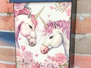 Valentine's Unicorn Couple #2 Colonial Mailbox Cover