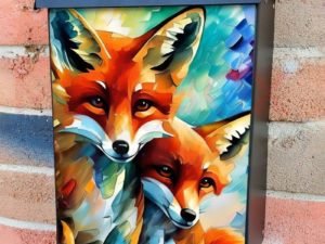 Pretty Fox Couple Colonial Mailbox Cover