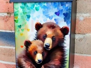 Bear Cubs in Love Colonial Mailbox Cover
