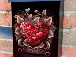 Valentine's Heart and Flowers Colonial Mailbox Cover