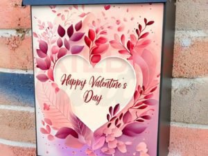 Valentine's Heart with Flowers #1 Colonial Mailbox Cover