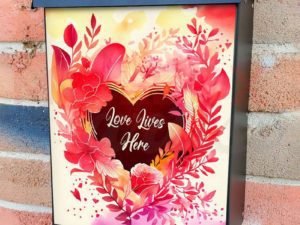 Valentine's Heart with Flowers #2 Colonial Mailbox Cover