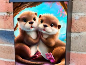 Lovely Otter Couple #1 Colonial Mailbox Cover