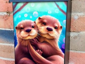 Lovely Otter Couple #2 Colonial Mailbox Cover