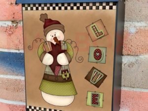 Valentine's Cute Country Snowman #1 Colonial Mailbox Cover