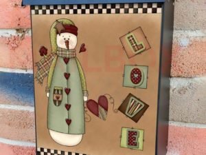 Valentine's Cute Country Snowman #2 Colonial Mailbox Cover