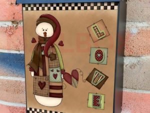 Valentine's Cute Country Snowman #3 Colonial Mailbox Cover