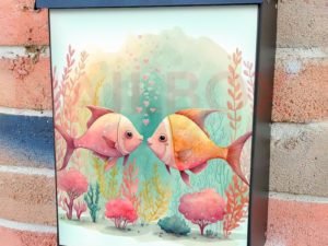 Cute Fish Couple #1 Colonial Mailbox Cover