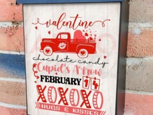 Valentine's Sign with a Truck Colonial Mailbox Cover