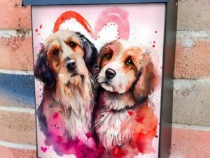 Dog Couple in Love #2 Colonial Mailbox Cover