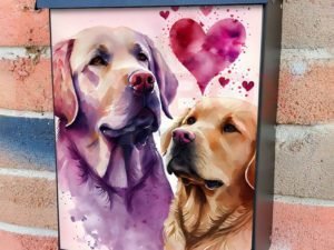 Dog Couple in Love #3 Colonial Mailbox Cover