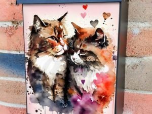 Cat Couple in Love #1 Colonial Mailbox Cover