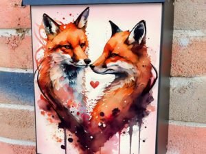 Fox Couple in Love Colonial Mailbox Cover