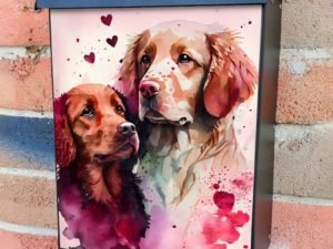 Dog Couple in Love #4 Colonial Mailbox Cover