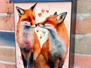 Fox Couple in Love #2 Colonial Mailbox Cover
