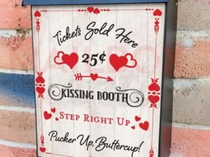 Valentine's Kissing Booth Sign Colonial Mailbox Cover