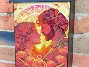 Romantic Couple in Love Colonial Mailbox Cover