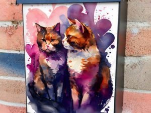 Cat Couple in Love #2 Colonial Mailbox Cover