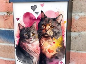 Cat Couple in Love #3 Colonial Mailbox Cover