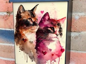 Cat Couple in Love #4 Colonial Mailbox Cover