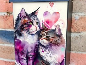 Cat Couple in Love #5 Colonial Mailbox Cover