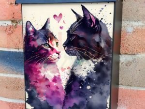 Cat Couple in Love #6 Colonial Mailbox Cover