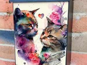 Cat Couple in Love #7 Colonial Mailbox Cover