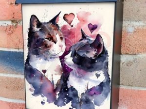 Cat Couple in Love #8 Colonial Mailbox Cover