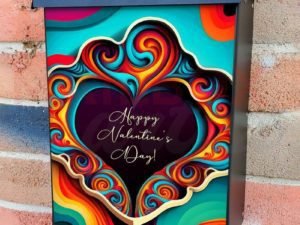 Abstract Valentine's Heart Colonial Mailbox Cover