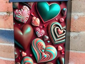 Chocolate Valentine's Hearts Colonial Mailbox Cover