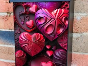 Colorful Valentine's Hearts #1 Colonial Mailbox Cover