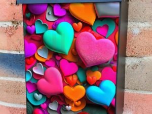 Colorful Valentine's Hearts #2 Colonial Mailbox Cover