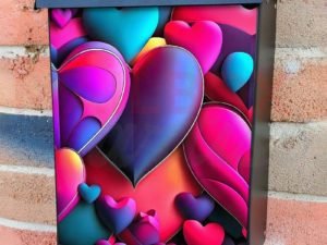 Colorful Valentine's Hearts #3 Colonial Mailbox Cover