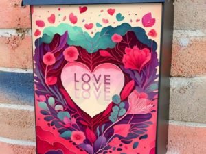 Valentine's Heart with Flowers #3 Colonial Mailbox Cover