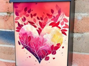 Valentine's Heart with Flowers #4 Colonial Mailbox Cover