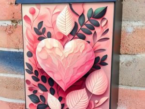 Valentine's Heart with Flowers #5 Colonial Mailbox Cover