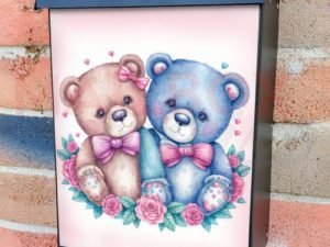 Valentine's Day Teddy Bear Couple #6 Colonial Mailbox Cover