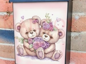 Valentine's Day Teddy Bear Couple #7 Colonial Mailbox Cover