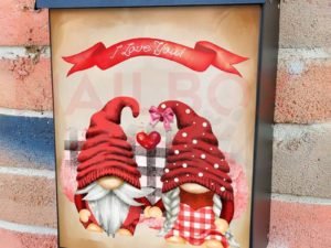 Valentine's Gnomes Holding Hands Colonial Mailbox Cover