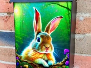 Cute White Easter Bunnies Colonial Mailbox Cover