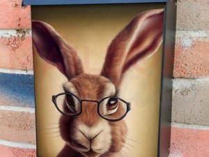 Bunny in Eyeglasses Colonial Mailbox Cover
